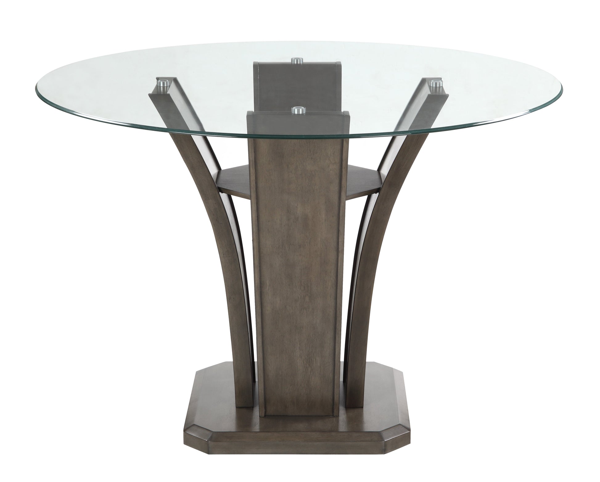 Camelia Gray Round Glass-top Counter Height Dining Room Set