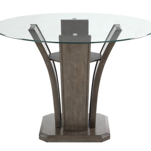 Camelia Gray Round Glass-top Counter Height Dining Room Set