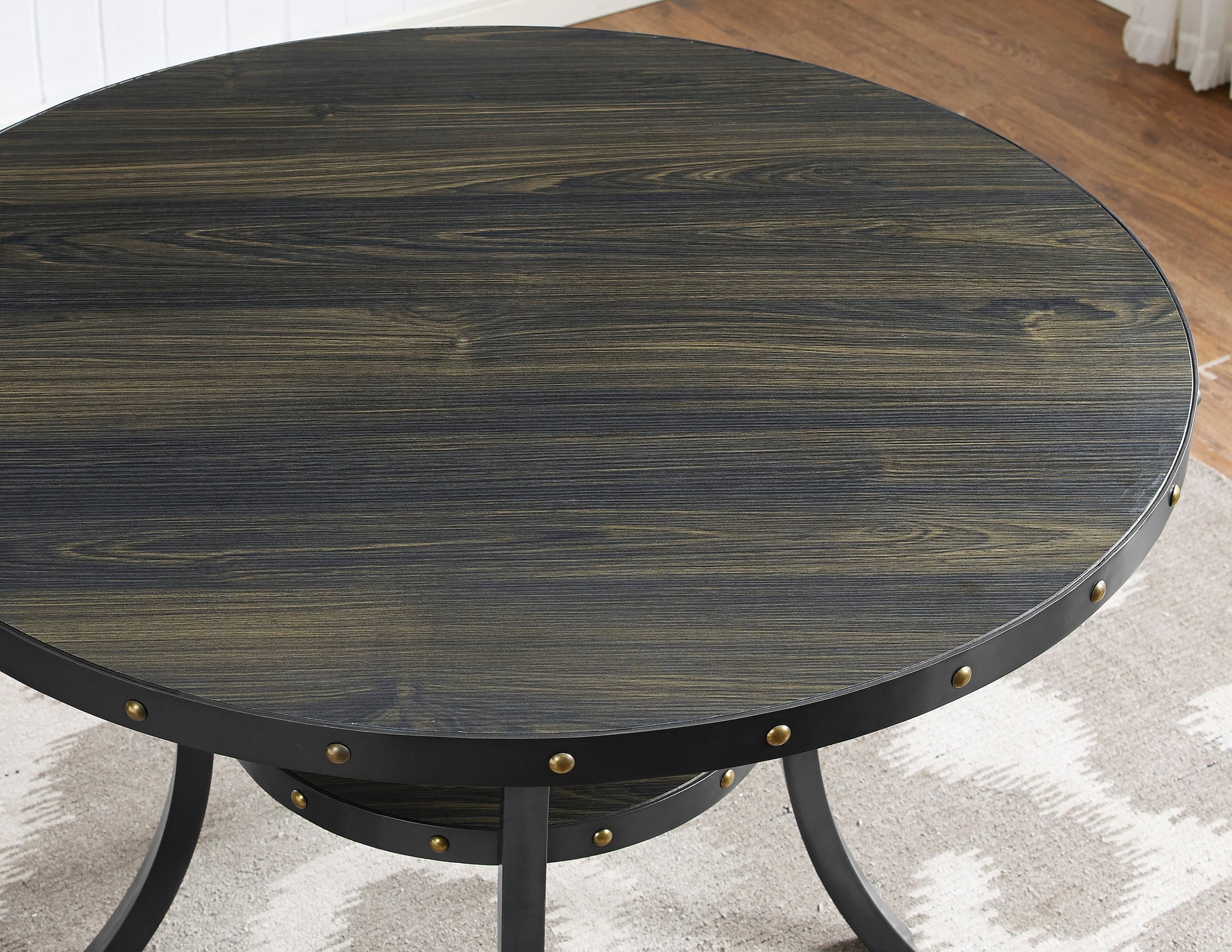 Wallace Dark Gray Round Wood Counter Height Dining Room Set