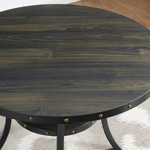 Wallace Dark Gray Round Wood Counter Height Dining Room Set