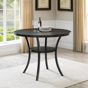 Wallace Dark Gray Round Wood Counter Height Dining Room Set