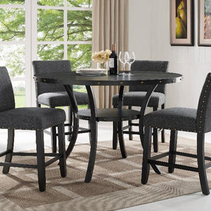 Wallace Dark Gray Round Wood Counter Height Dining Room Set