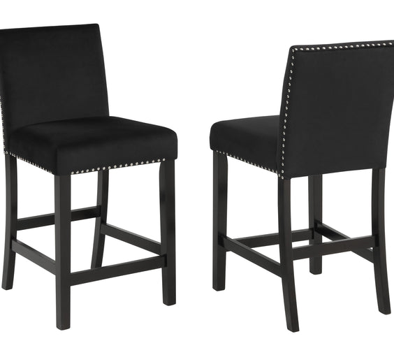 Lennon Black/White Velvet Modern Wood And Veneers 5-Piece Counter Height Dining Room Set