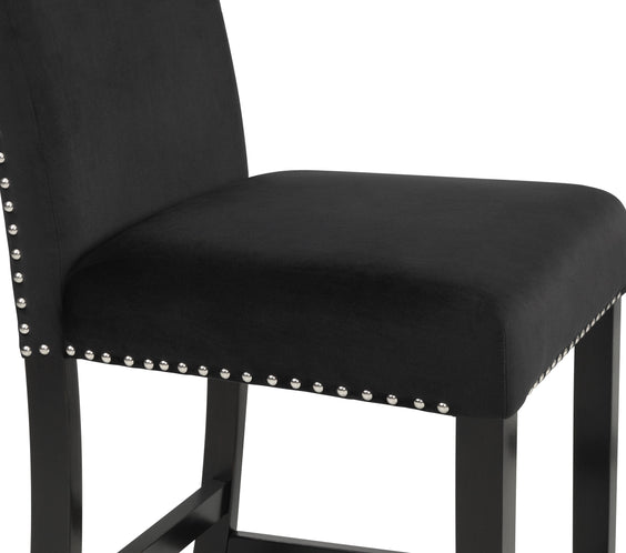 Lennon Black/White Velvet Modern Wood And Veneers 5-Piece Counter Height Dining Room Set