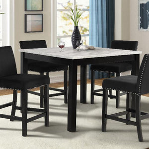 Lennon Black/White Velvet Modern Wood And Veneers 5-Piece Counter Height Dining Room Set