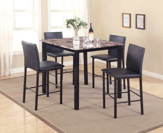 Aiden Brown/Black Modern Wood And Veneers Square 5-Piece Counter Height Dining Room Set