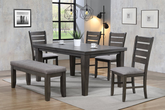 Bardstown Gray Modern Traditional Wood Fabric Seat Rectangular Dining Room Set