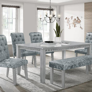 Vela Silver Glam Sleek And Modern Wood And Veneers Dining Room Set