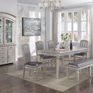 Klina Gray Modern And Sleek Glass Metal Leg Table Dining Room Set