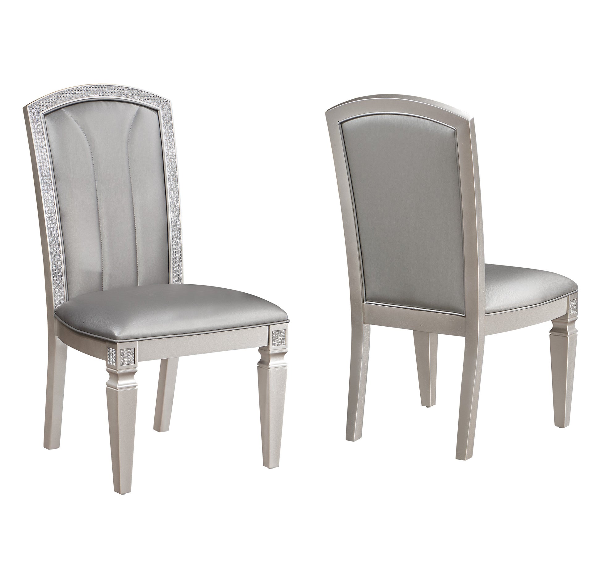 Klina Pedestal Gray Modern Sleek Metal Glass Pedestal Leg Dining Room Set