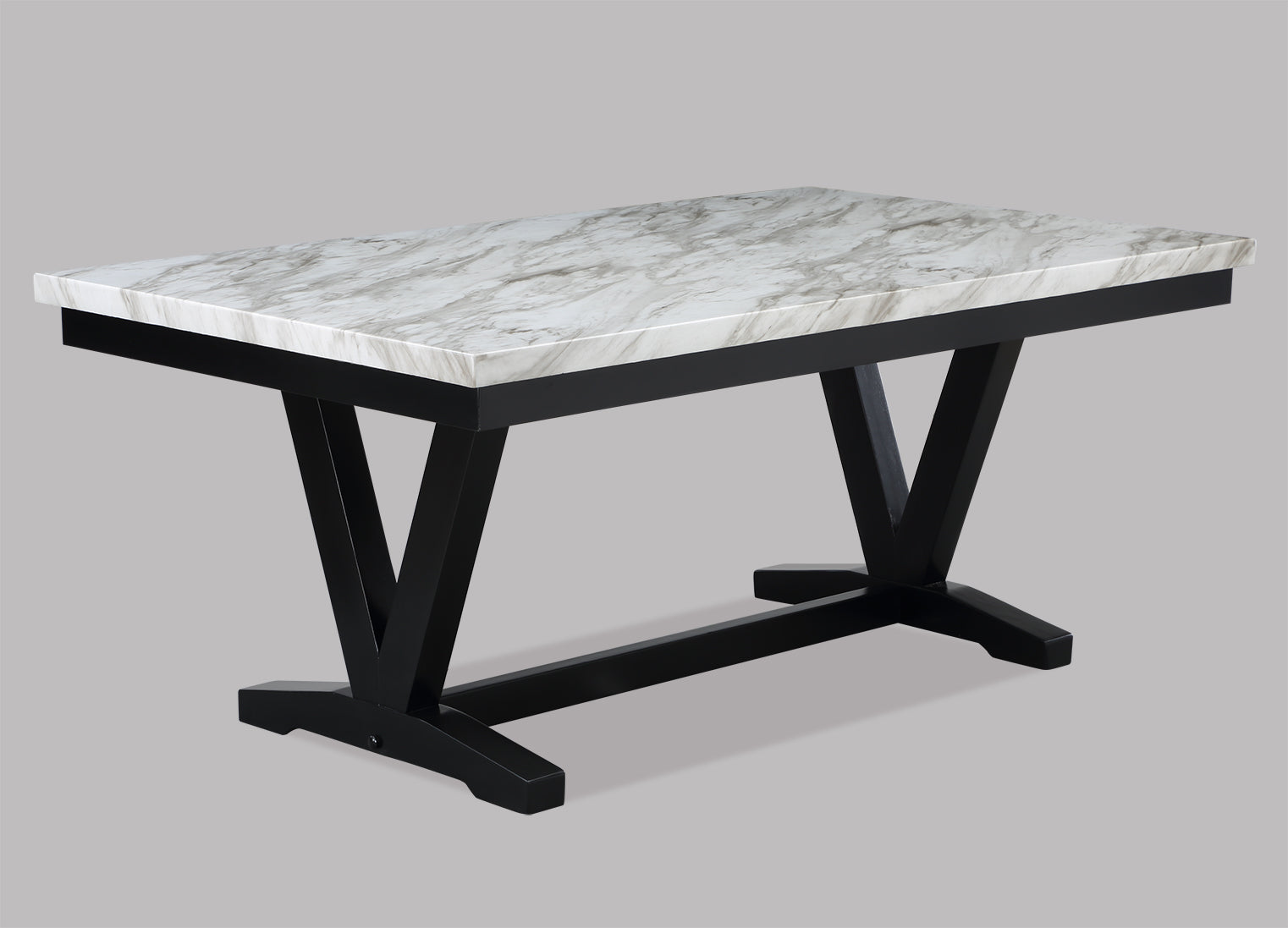 Tanner White/Black Faux Marble Modern Wood And Veneers Dining Room Set