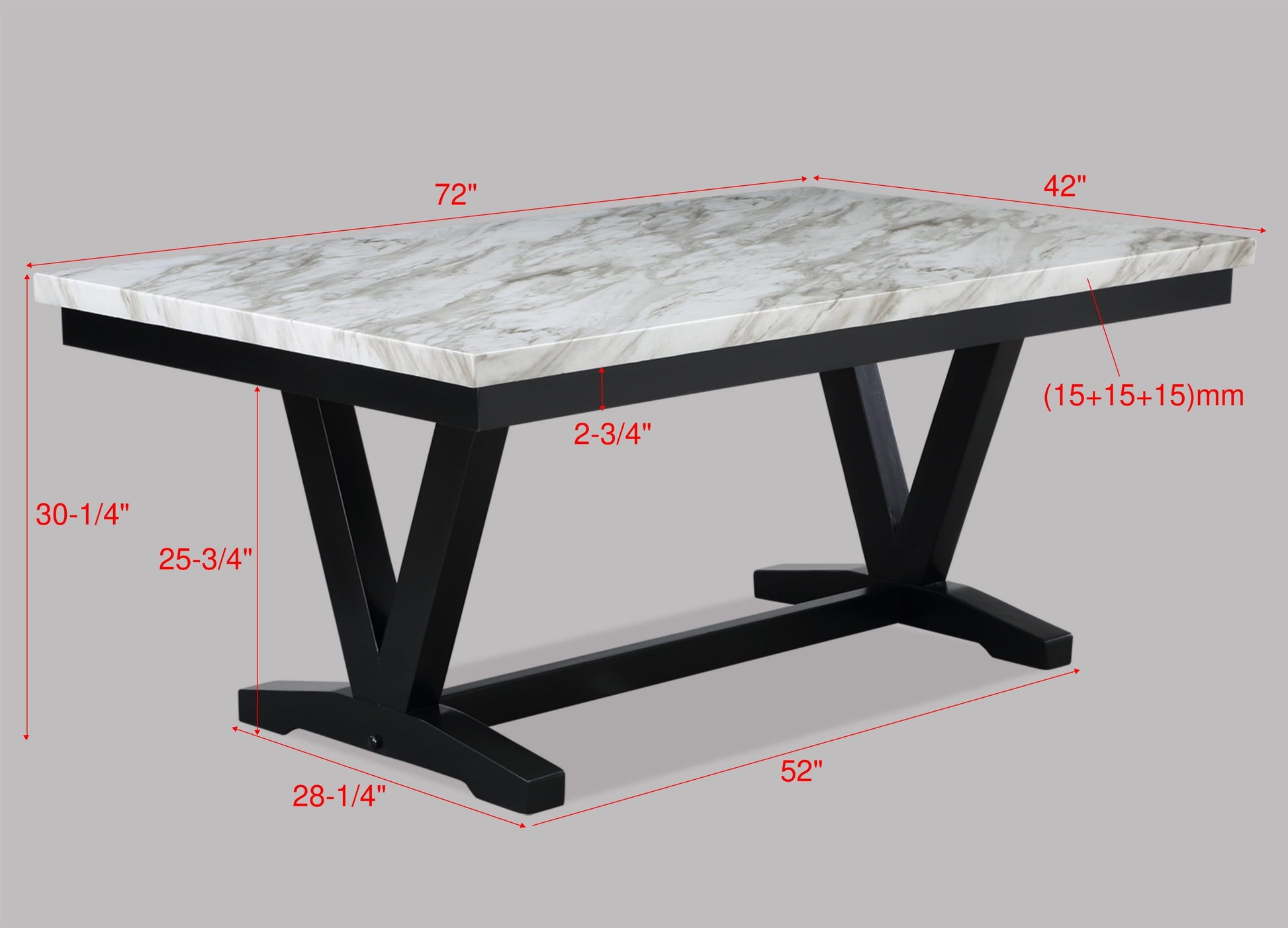 Tanner White/Black Faux Marble Modern Wood And Veneers Dining Room Set