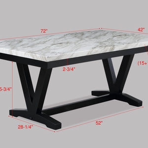 Tanner White/Black Faux Marble Modern Wood And Veneers Dining Room Set