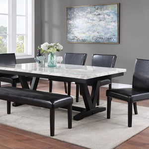 Tanner White/Black Faux Marble Modern Wood And Veneers Dining Room Set