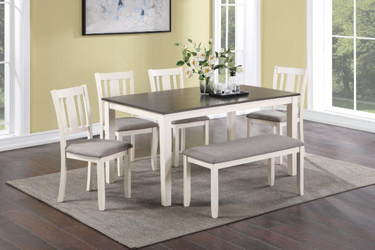 Rowan Chalk Gray Transitional Modern Wood 6-Piece Dining Room Set