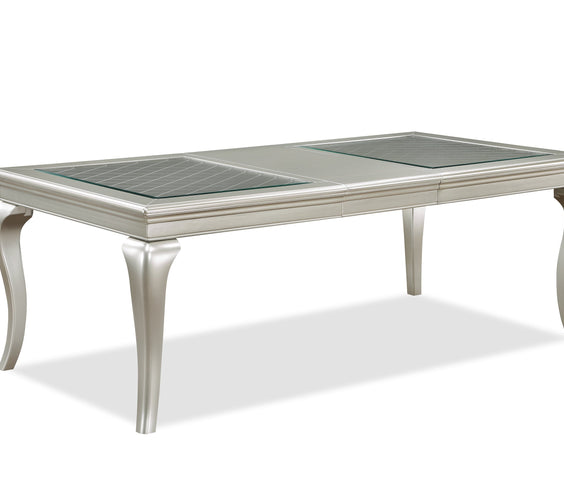 Caldwell Gray Woods And Veneers Metal Glass Rectangular Dining Room Set