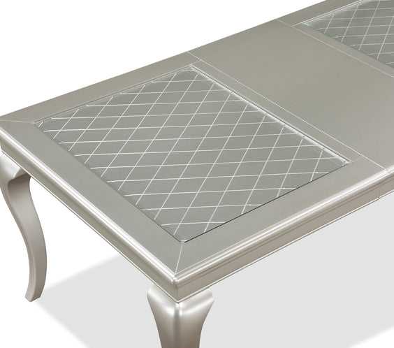 Caldwell Gray Woods And Veneers Metal Glass Rectangular Dining Room Set
