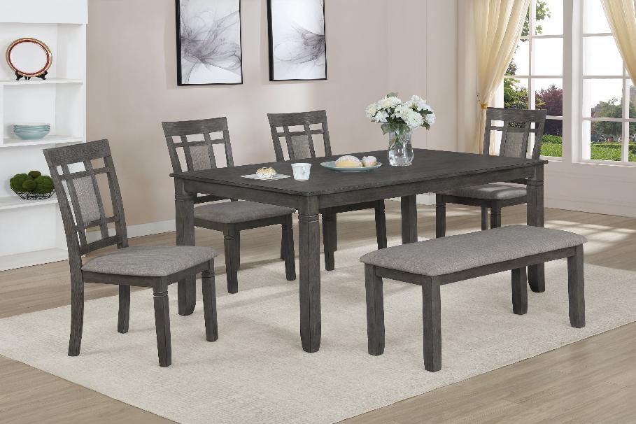 Paige Gray Contemporary Modern Wood Rectangular 6-Piece Dining Room Set