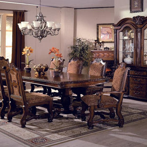 Neo Renaissance Brown Traditional Wood Veneers And Solids Formal Extendable Dining Room Set