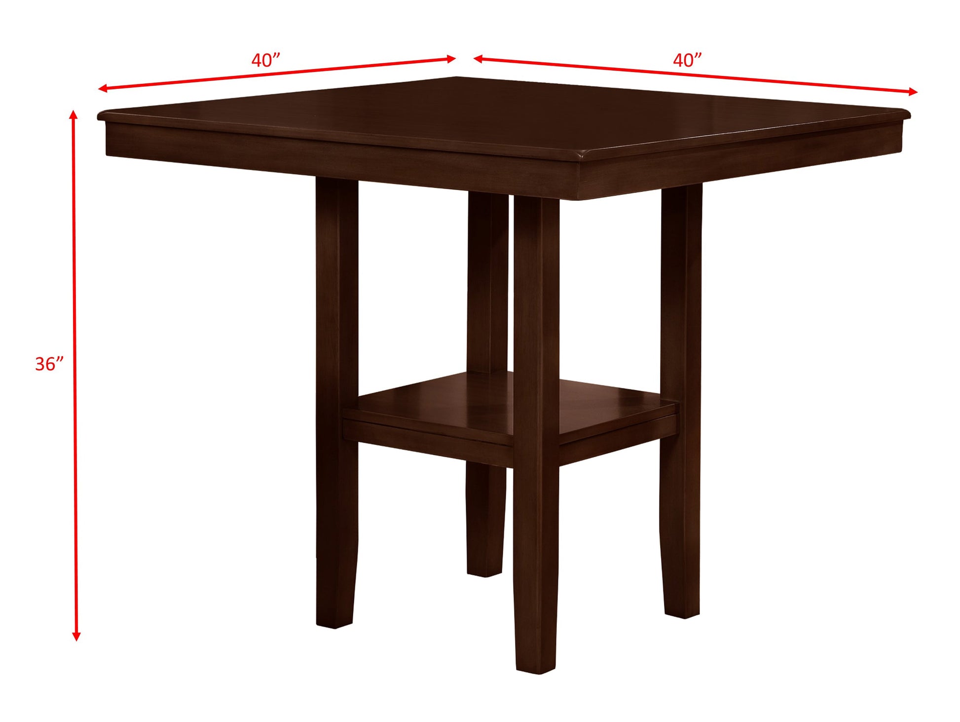 Tahoe Brown Classic And Modern Wood Square 5-Piece Counter Height Dining Room Set