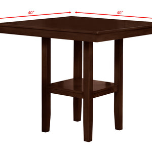 Tahoe Brown Classic And Modern Wood Square 5-Piece Counter Height Dining Room Set