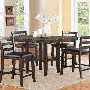 Tahoe Brown Classic And Modern Wood Square 5-Piece Counter Height Dining Room Set