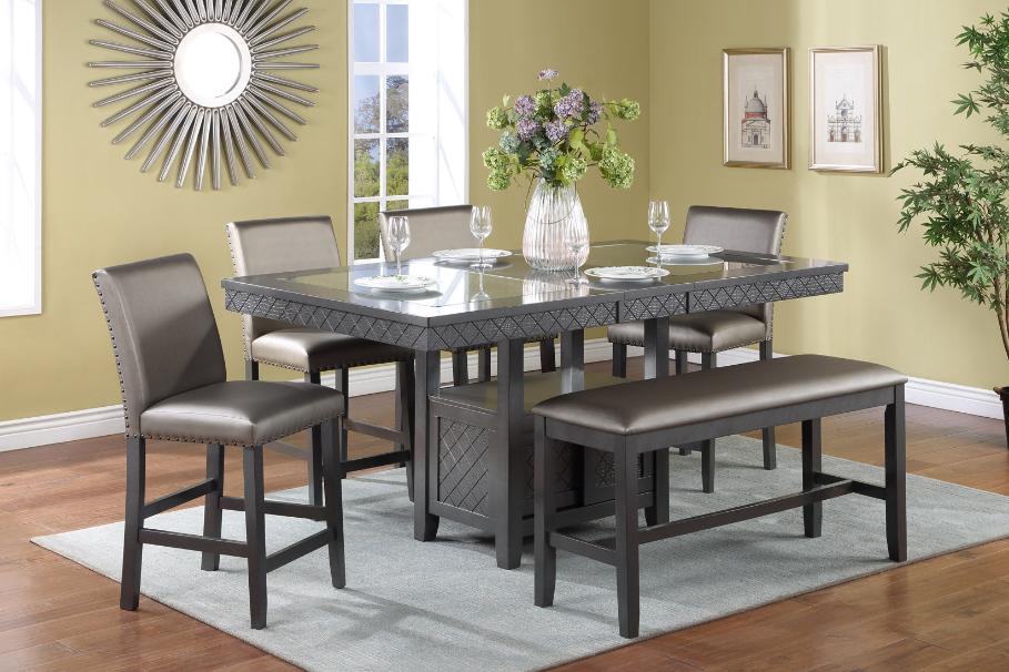 Bankston Gray Seats Counter Height Dining Room Set