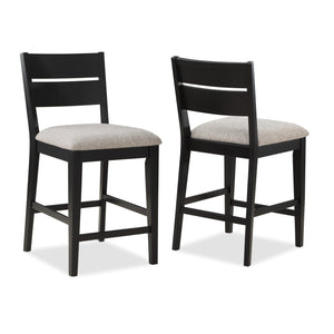 Mathis Gray/Black Contemporary Solid Wood And Veneers Round Counter Height Dining Room Set