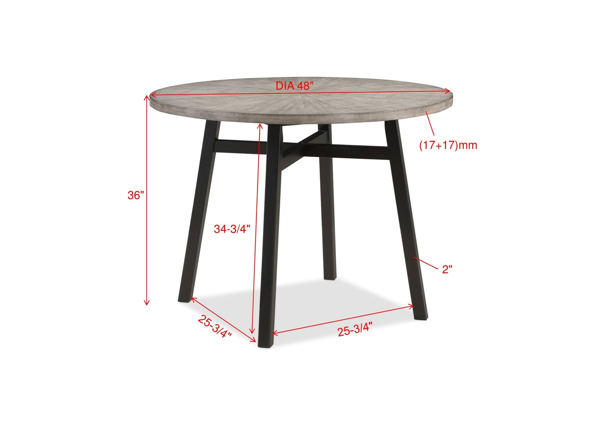 Mathis Gray/Black Contemporary Solid Wood And Veneers Round Counter Height Dining Room Set