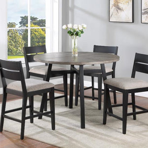 Mathis Gray/Black Contemporary Solid Wood And Veneers Round Counter Height Dining Room Set