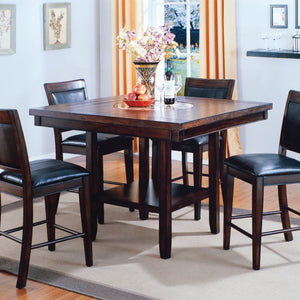 Fulton Espresso Modern Traditional Wood Square Counter Height Dining Room Set