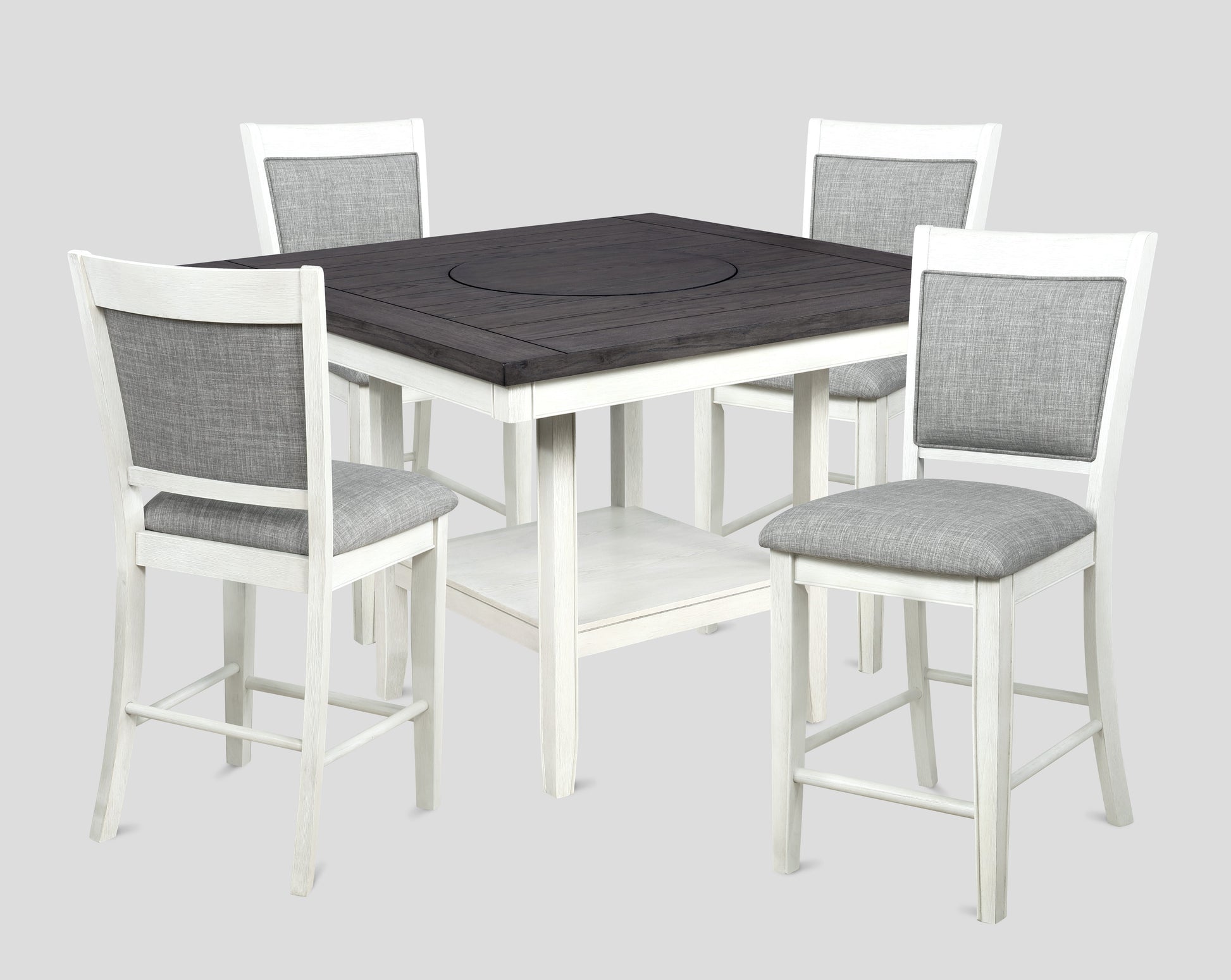 Fulton Chalk-White Modern Traditional Wood Square Counter Height Dining Room Set