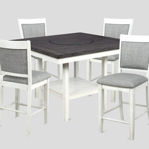 Fulton Chalk-White Modern Traditional Wood Square Counter Height Dining Room Set