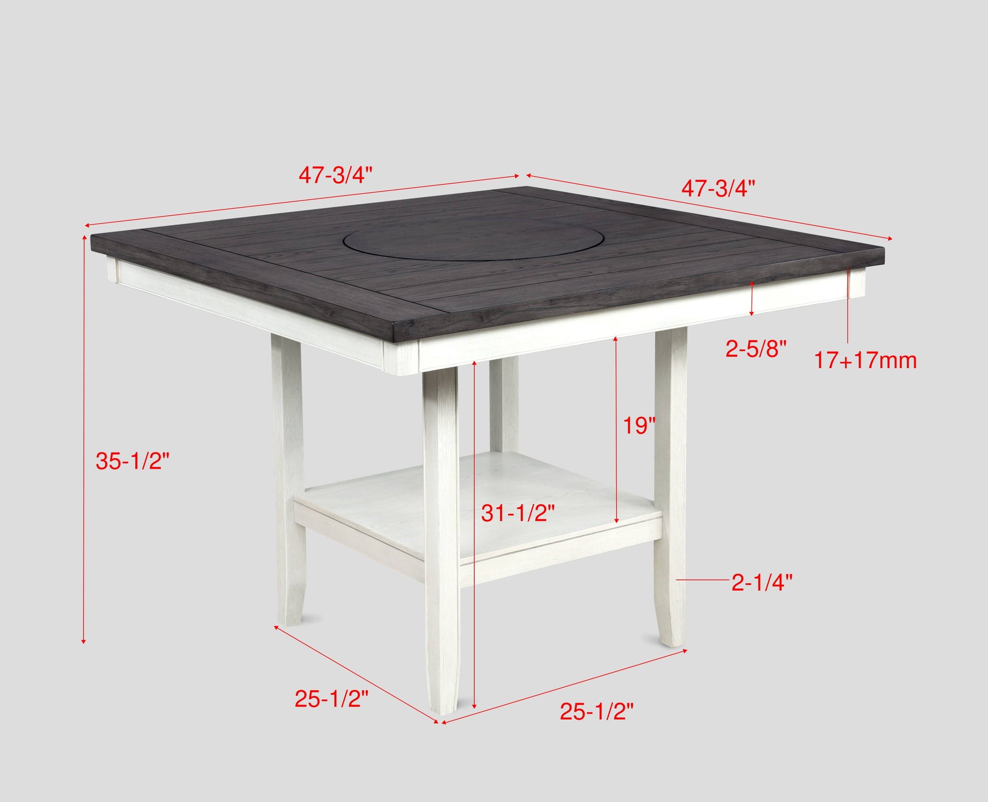 Fulton Chalk-White Modern Traditional Wood Square Counter Height Dining Room Set