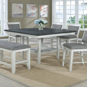 Fulton Chalk-White Modern Traditional Wood Square Counter Height Dining Room Set