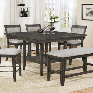 Fulton Gray Modern Traditional Wood Square Counter Height Dining Room Set