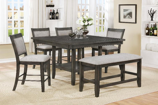 Fulton Gray Modern Traditional Wood Square Counter Height Dining Room Set