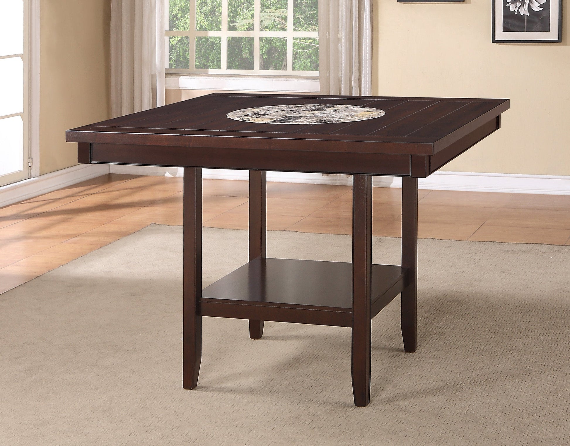 Fulton Espresso Modern Traditional Wood Square Counter Height Dining Room Set