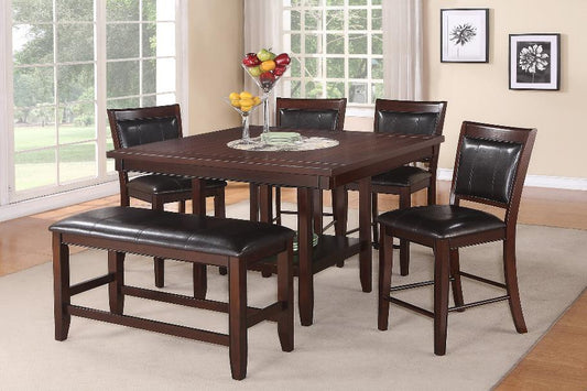 Fulton Espresso Modern Traditional Wood Square Counter Height Dining Room Set