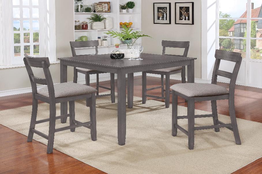 Henderson Gray Contemporary Modern Wood Rectangular 5-Piece Counter Height Dining Room Set