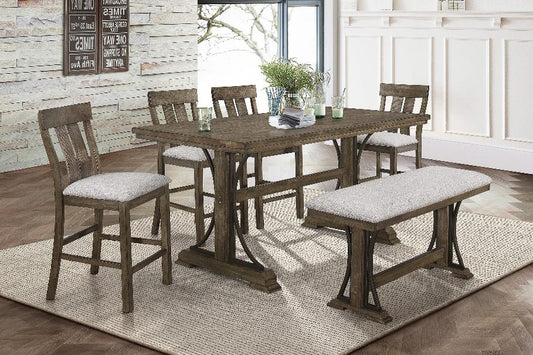 Quincy Grayish Brown Modern Wood Counter Height Dining Room Set