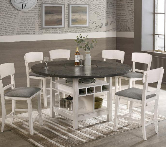 Upgrade your dining space with the Conner Chalk-Gray oval counter-height set. Modern wood design with sleek styling for a contemporary touch!