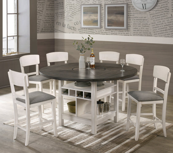 Conner Chalk-Gray Modern Wood Oval Counter Height Dining Room Set