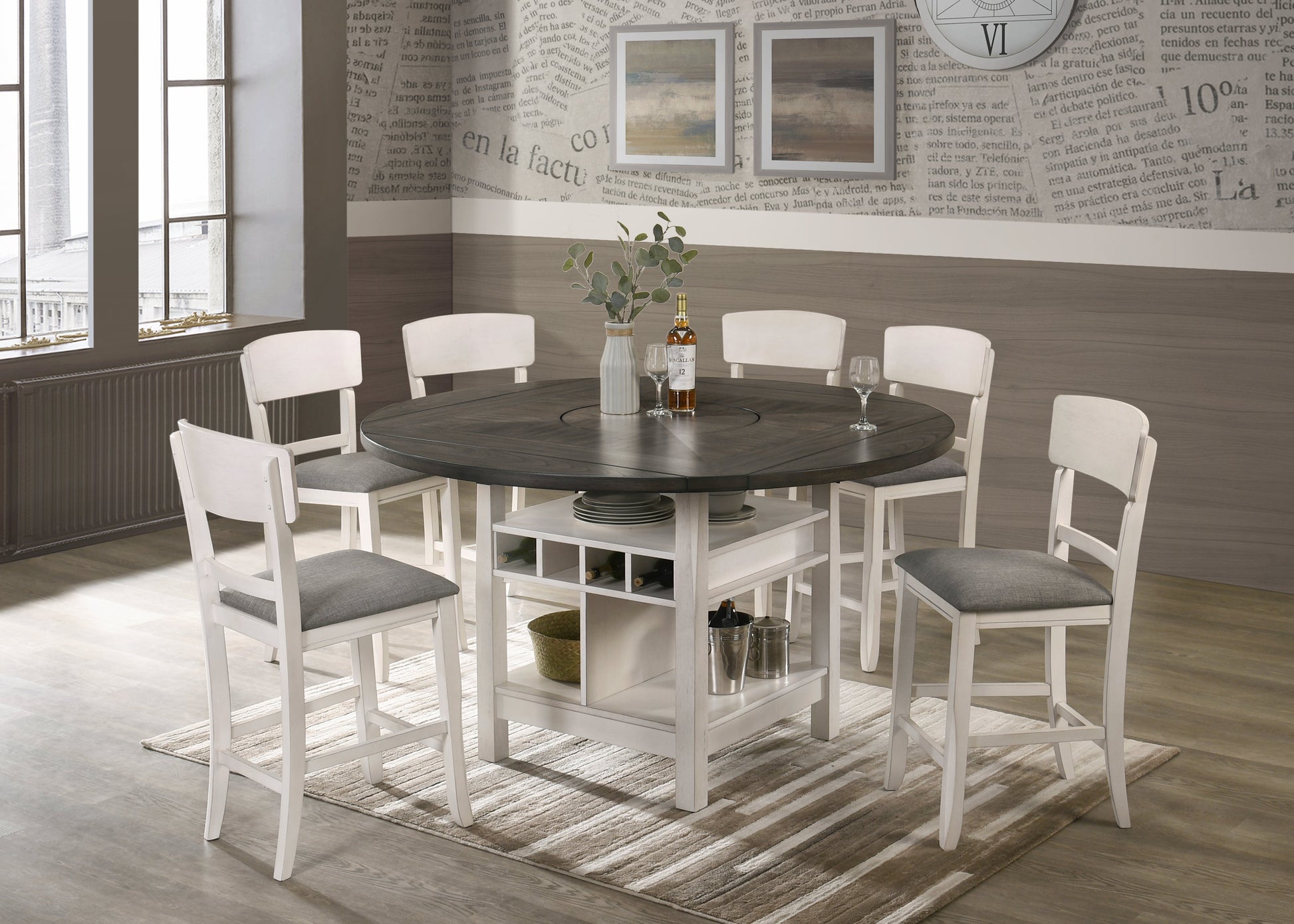 Conner Chalk-Gray Modern Wood Oval Counter Height Dining Room Set