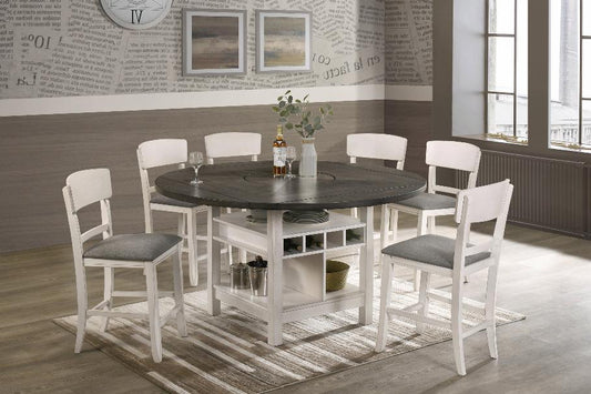 Conner Chalk-Gray Modern Wood Oval Counter Height Dining Room Set