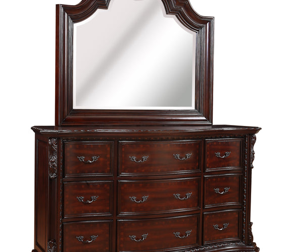 Sheffield Rich Brown And Dark Cherry Finish Rustic Faux Leather Upholstered Panel Bedroom Set, Wood