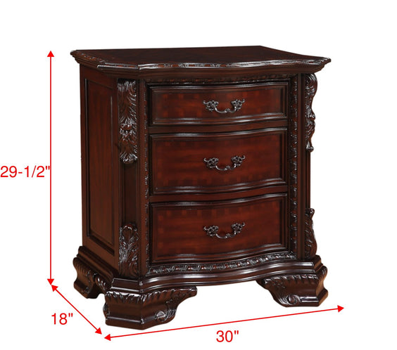 Sheffield Rich Brown And Dark Cherry Finish Rustic Faux Leather Upholstered Panel Bedroom Set, Wood