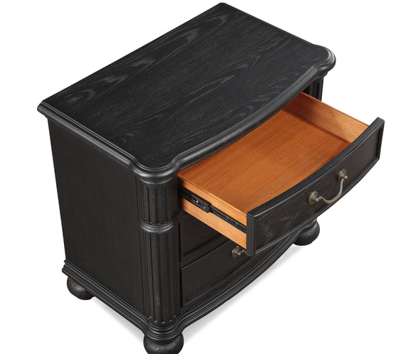 Kingsbury Black Modern Contemporary Solid Wood, Veneers Fabric Upholstered Bedroom Set