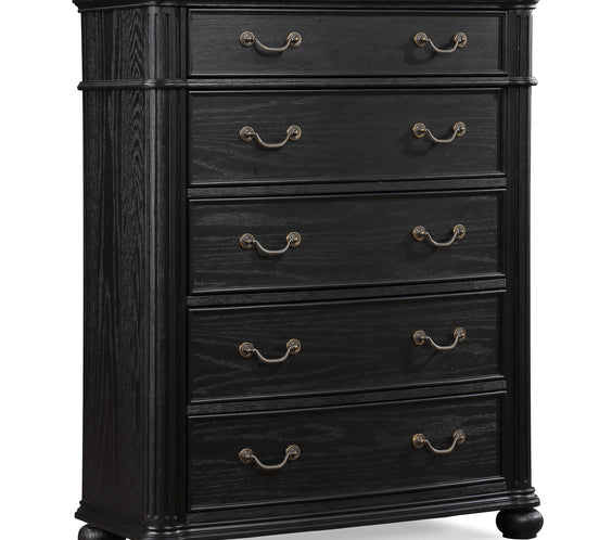Kingsbury Black Modern Contemporary Solid Wood, Veneers Fabric Upholstered Bedroom Set
