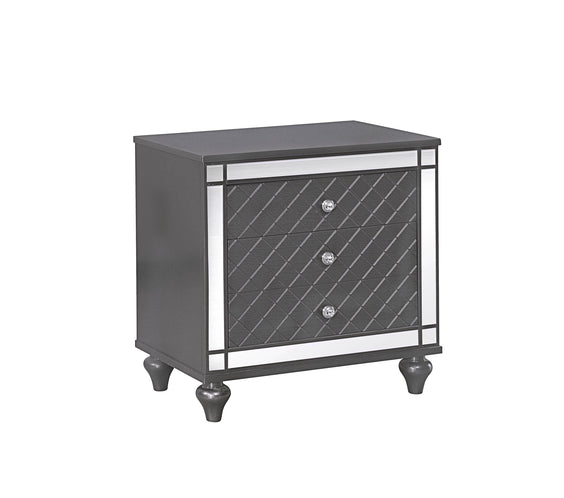 Refino Gray LED Modern Sleek Fabric Upholstered Tufted Panel Bedroom Set